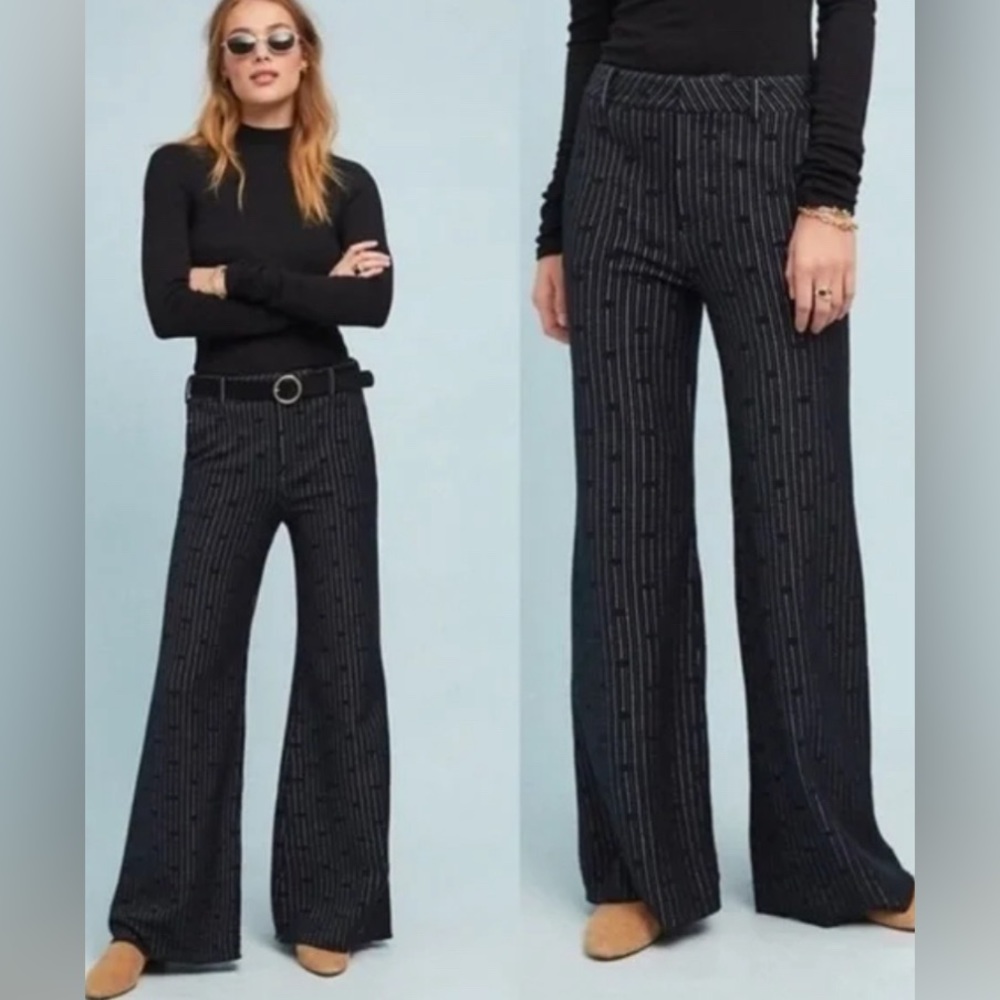 Anthropologie Cartonnier Pinstripe jacquard wide-leg pants